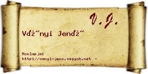Ványi Jenő névjegykártya