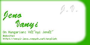 jeno vanyi business card